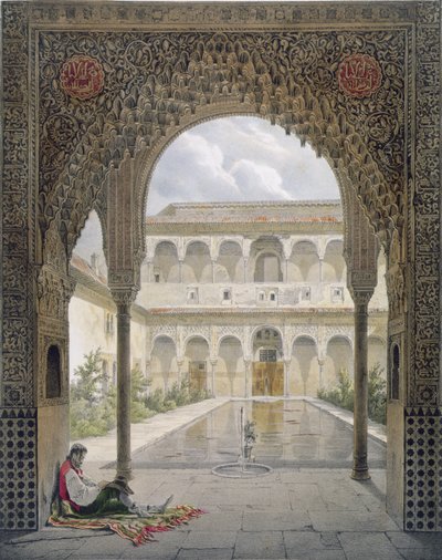 The Court of the Alberca in the Alhambra, Granada by Leon Auguste Asselineau